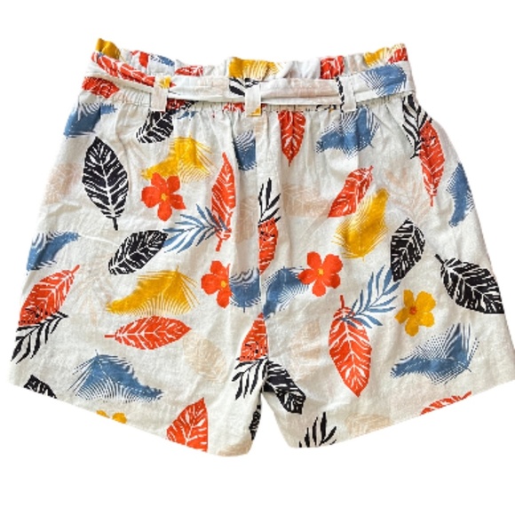 Liz Banks Limited Shorts Palm Leaves Tropical | Paper Bag Style Elastic Waist 2X - Picture 2 of 6